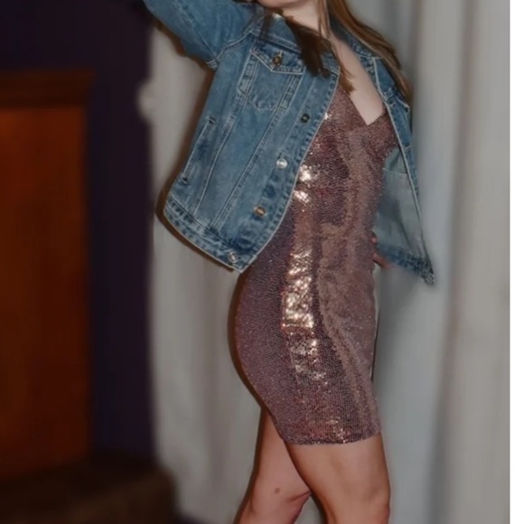 NWT Lulu’s Pink Sequin Dress Size XL Pink and Silver Sequin Dress - Picture 5 of 10